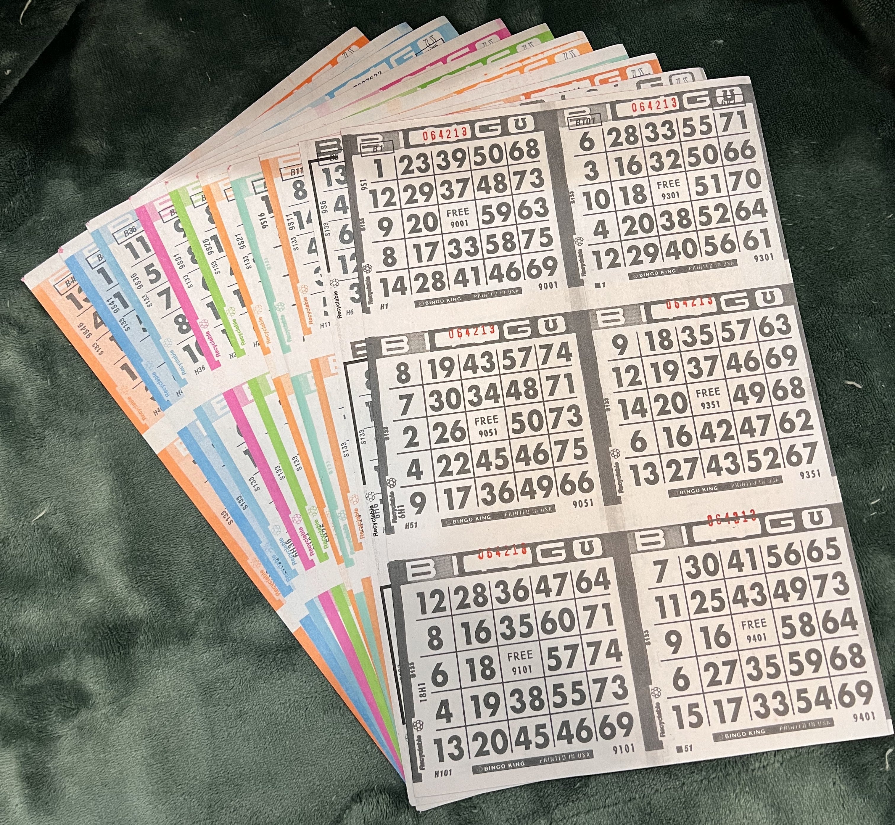 Bulk Bingo Paper 6 on 10 up Book of 50 10 Color Bingo Cards for Fundraising